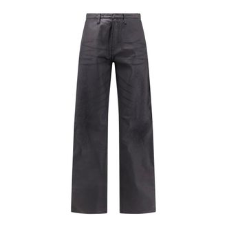Gucci Gecoate katoenen twill denim broek met Web - Heren - Broeken - Zwart - Maat: W30 Katoen