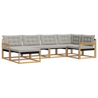 vidaXL Conjunto De Sof&aacute;s De Exterior 6 Pcs Blanco Y Gris Claro Vidaxl