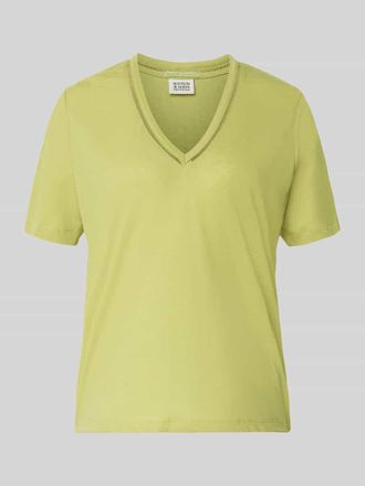 Scotch & Soda Regular Fit T-Shirt aus Leinen-Mix mit V-Ausschnitt in Gruen, Gr&ouml;&szlig;e XL