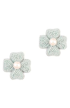 Deepa Gurnani Liora Beaded Flower Drop Earrings in Baby Blue at Nordstrom