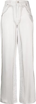 Blumarine high-waist satin-panelled jeans - women - Silk/Cotton/Acetate - 42 - Grey