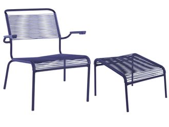 Schubiger M&ouml;bel Spaghetti-Lounger + Hocker S&auml;ntis mit Armlehnen