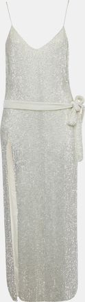 Retrof&ecirc;te White Sequin Embellished Maxi Dress