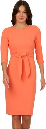 Adrianna Papell Womens Knit Crepe Tie Waist Sheath - Orange - Size 18 UK