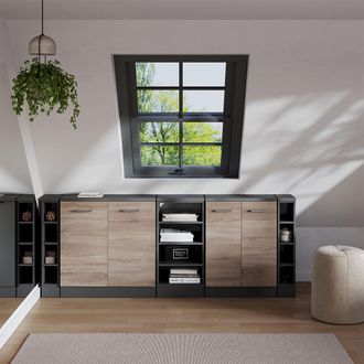 Vicco Conjunto De Armarios Para Techo Inclinado Rion, Sonoma, 210 Cm Lote De 5 Carcasas De Armario 60 Cm De Profundidad, Vicco