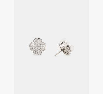 Kate Spade New York Womens Spade Flower pave Stud Earrings in Beige
