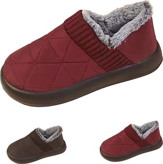 Generic UK 5.5 Womens Winter Slip On Loafer Fur Lined Ankle Snow Boots Casual Anti-Slip Water Resistant Anti-Slip Water Resistant Boots Outdoor Warm Comfortab