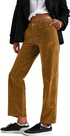 Generic Corduroy Trousers Women Spring and Summer Causal Work Trousers Straight-Fit Comfort Cotton Trouser Classic Business Work Dress Pants with Pockets Soli