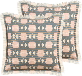 Beliani Beliani - Conjunto De 2 Cojines Decorativos Con Estampado Geom&eacute;trico Moderno 60 X 60 Cm Multicolor Dianthus