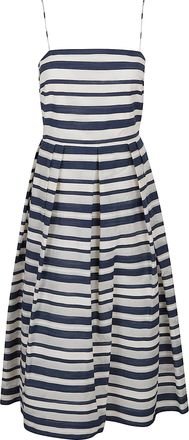 Ralph Lauren Woven Striped Fit-and-Flare Dress with Spaghetti Straps