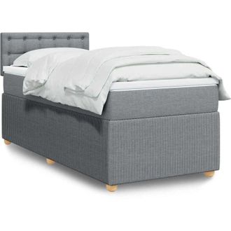 vidaXL Cama Box Spring Con Colch&oacute;n Tela Gris Claro 90x200 Cm
