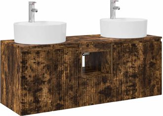 vidaXL Juego De Muebles De Ba&ntilde;o 3 Uds. Roble Ahumado Vidaxl