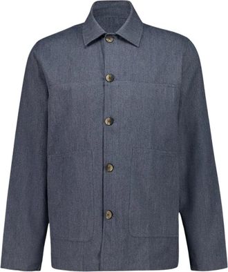 Frescobol Carioca Belford Katoen-Cashmere Jas - Heren - Zomerjassen - Blauw - M - Katoen - Jassen