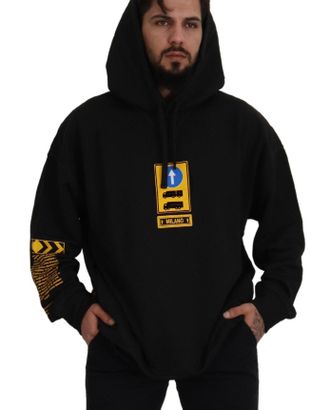 Dolce & Gabbana Mens Logo-Embroidered Cotton Hoodie Black Hoodies