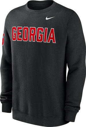 Nike Georgia Sideline Club Nike Mens College Pullover Crew in Black | 02TT00AUGV-R0M