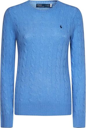 Ralph Lauren Dameskleding Sweatshirts Azzuro Aw 24 - Dames - Ronde hals truien - Blauw - L - Wol - Truien & Vesten