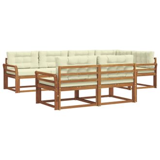 vidaXL Conjunto De Sof&aacute;s De Exterior Con Coj&iacute;n 7 Pcs Natural Y Crema Vidaxl