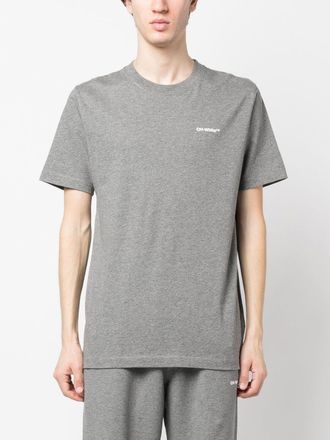 Off-white Wave Outl Diag-print cotton T-shirt - men - Cotton - M - MELANGE GREY WHITE