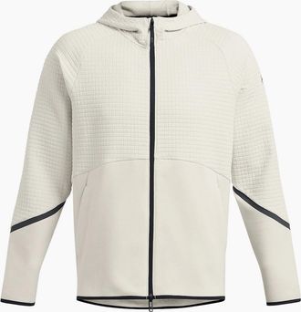 Under Armour Mens Unstoppable Hooded Full Zipper Textured Zipped Pocket Jacket - White - Size: 44/Regular