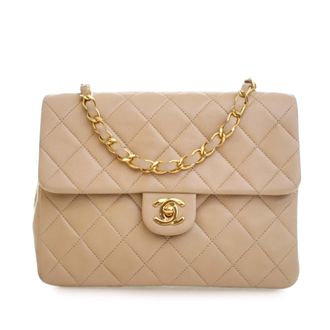 Chanel Tweedehands Kleine Vierkante Gequilte Lamsleren Flap