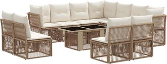 vidaXL Conjunto De Sof&aacute;s De Jard&iacute;n 12 Uds. Beige Rat&aacute;n Sint&eacute;tico Vidaxl