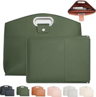 Generic Waterproof Leather 14-16in 2PCS Womens Laptop Tote Bag Set, Leather Briefcase for Laptops and iPad Cases (Green)