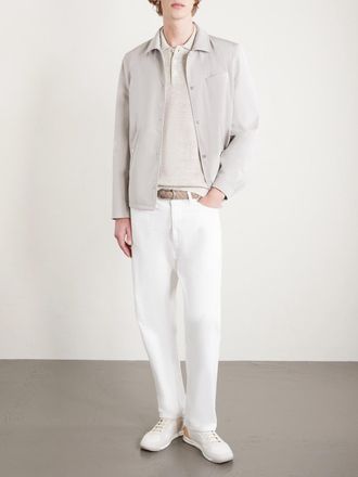 Brunello Cucinelli Ribbed Linen and Cotton-Blend Polo Shirt