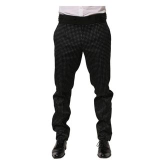 Dolce & Gabbana Slim-fit Trousers, male, Black, Size: 2XL Polka Dot Cotton Dress Pants