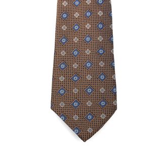 Canali Silk Geometric Necktie - Brown