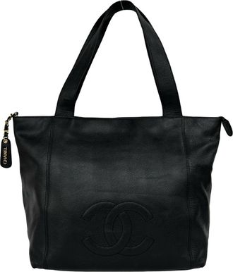 Chanel Black Grained Calfskin Handbag Tote Bag (Pre-Owned)