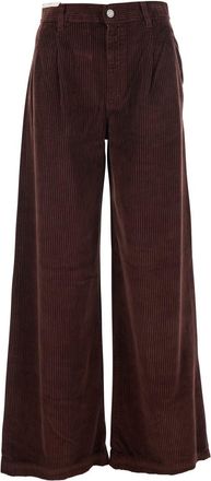 Pantaloni Torino Bordeaux Pants With Logo Patch On The Back In Corduroy Woman