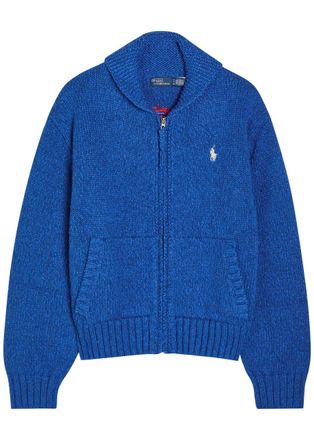 Polo Ralph Lauren Logo-embroidered Hooded Cotton-knit Jumper - Blue - S (UK8-10 / S)