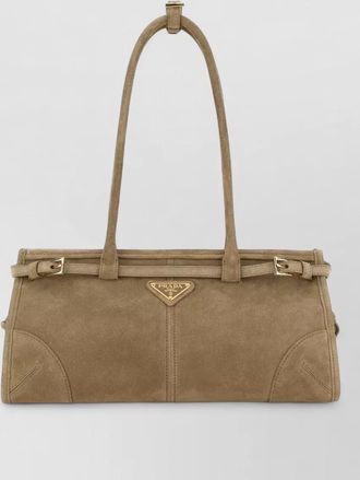 Prada suede shoulder bag rectangular shape buckle