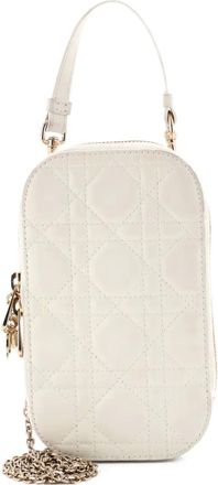 Dior Borsa a tracolla Lady Dior Phone Holder on Chain Cannage - Bianco