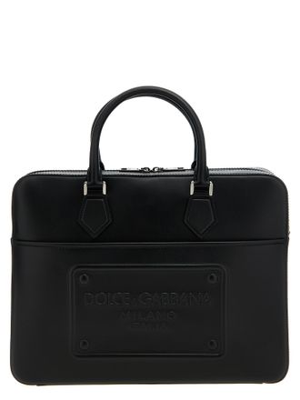 Dolce & Gabbana Black Lamb Leather Tote Mens Bag