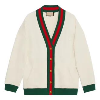 Gucci Cotton Jersey Cardigan With Web Off White 752190-XJFV6-9150