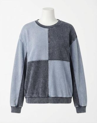 Z Supply Fair & Square Denim Sweatshirt In Washed Indigo