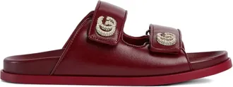 Gucci double-strap crystal-embellished sandals - women - Lambskin/Lambskin/Rubber - 38 - Red