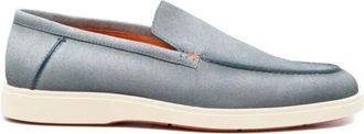 Santoni Stiksel-detail Loafers - Heren - Loafers - Blauw - 44 EU - Leer - Schoenen