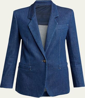 Giorgio Armani Denim Single-Breasted Blazer Jacket