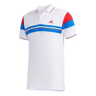 adidas Colorblock Tennis Sports Short Sleeve Polo Shirt White FK1406