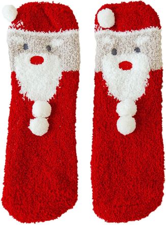 Generic Womens Christmas Gifts, Christmas Fluffy Socks for Women Girls Cozy Soft Winter Thermal Ladies Sock Reindeer Snowflake Fleece Xmas Gift Home Work Skii