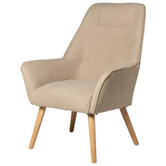Koketto Home Sill&oacute;n tapizado beige con respaldo alto y patas de roble