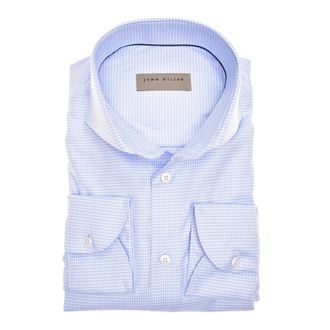 John Miller Blauwe overhemden met lange mouwen - Heren - Casual Overhemden - Blauw - S - Katoen - Overhemden