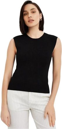 P.A.R.O.S.H. Gebreide Top - Dames - Tops zonder mouwen - Zwart - L - Tops