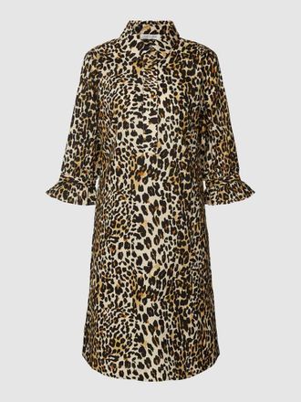 Christian Berg Knielanges Hemdblusenkleid mit Animal-Print in Offwhite, Gr&ouml;&szlig;e 36