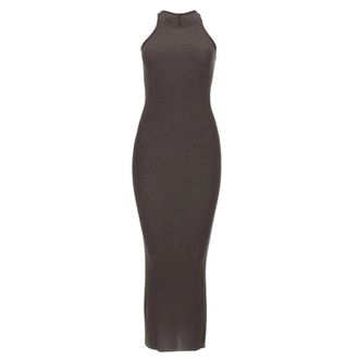Rick Owens Geribbelde Gebreide Midi Jurk - Dames - Kleedjes - Grijs - M - Kleedjes