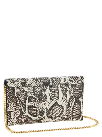 Pinko Love Birds Calfskin Leather Clutch - Black