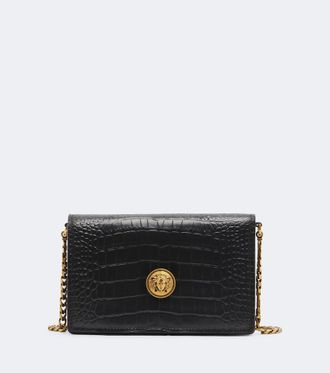 Versace Bolso cruzado Embl&egrave;me Mini de piel grabada