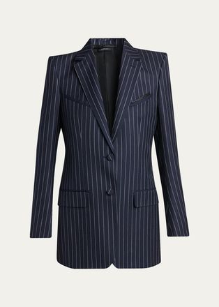 Tom Ford Corded Chalkstripe Wool Single-Breasted Western Jacket
